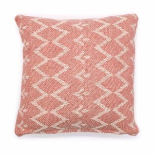 Funda de Cojín Algodón Zig-Zag 40x40 - Rosa Salmón y Crudo - Imagen 5