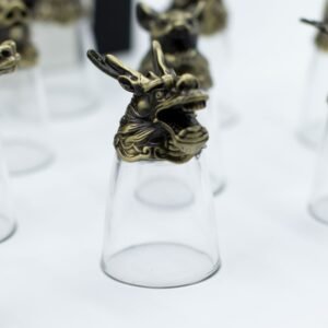 Set 12 Vasos Chupito Zodiaco Chino 25ml - Bronce y Cristal - Imagen 2