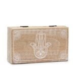 Caja Mediana Madera Hamsa Blanco - 17x10x4,2cm