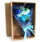 Bouquet de Flores de Jabón Azules en Caja de Regalo