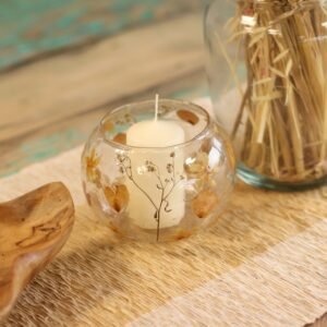 Portavelas de Vidrio y Flores Naturales Prensadas - Rosa - Imagen 6