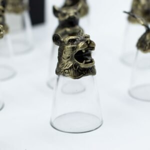 Set 12 Vasos Chupito Zodiaco Chino 25ml - Bronce y Cristal - Imagen 3