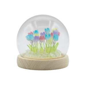 Domo de Cristal Floral Glow - 20 Tulipanes LED Multicolor - Imagen 2