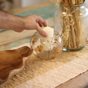 Portavelas de Vidrio y Flores Naturales Prensadas - Rosa - Imagen 9