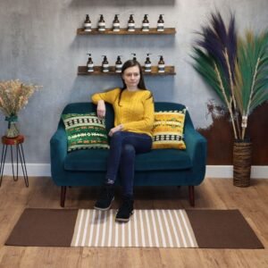 Alfombra Pasillera India Algodón Marrón y Beige 70x170 cm - Imagen 2