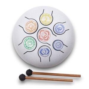 Tambor Hapi 7 Chakras Blanco - Tongue Drum 8 Notas 18cm - Imagen 4