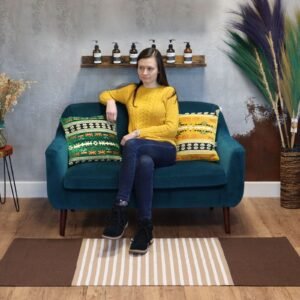 Alfombra Pasillera India Algodón Marrón y Beige 70x170 cm - Imagen 3