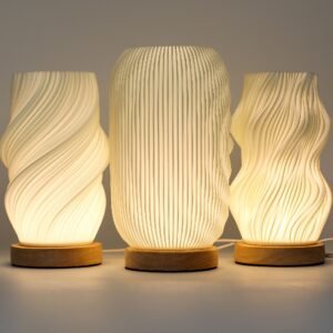 Lámpara Onda LED USB: Diseño Nube Trenzada y Madera (21 cm) - Imagen 4