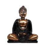 Buda Meditando Negro y Oro - Figura de Resina de Indonesia