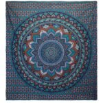 Colcha Doble Mandala Turquesa - Tapiz Algodón India 200x230