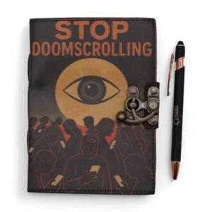 Cuaderno de Cuero Stop Doomscrolling - Diseño Grabado - Imagen 4