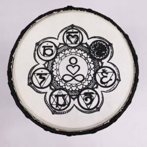 Tambor Djembe artesanal 30 cm con piel de cabra y chakras - Imagen 2