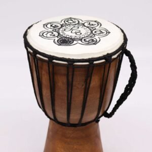 Tambor Djembe artesanal 30 cm con piel de cabra y chakras - Imagen 3
