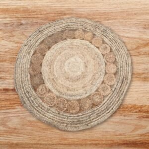 Alfombra redonda yute suave 120 cm con círculos interior - Imagen 3