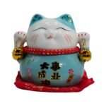 Hucha Gato de la Suerte Azul de Cerámica - Maneki Neko 9cm
