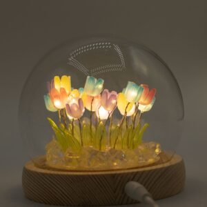 Domo de Cristal Floral Glow - 20 Tulipanes LED Multicolor - Imagen 7