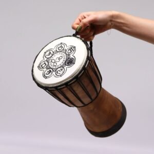 Tambor Djembe artesanal 30 cm con piel de cabra y chakras - Imagen 5
