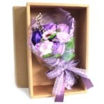 Bouquet de Flores de Jabón Púrpura en Caja de Regalo