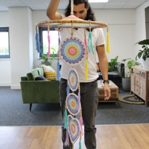 Atrapasueños Gigante Cascada Arcoíris Pastel (140 cm) - Imagen 4