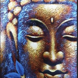 Cuadro de Buda Dorado con Flor de Loto y Relieve - 80x60cm - Imagen 4