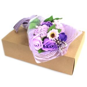 Bouquet de Flores de Jabón Púrpura en Caja de Regalo - Imagen 2