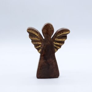 Pequeño ángel de madera de mango - decoración dorada - Imagen 2