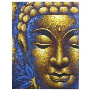 Cuadro de Buda Dorado con Flor de Loto y Relieve - 80x60cm - Imagen 5