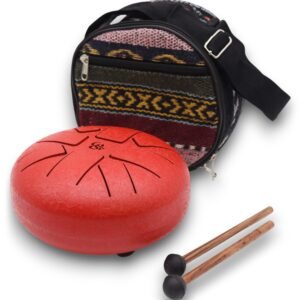 Tambor Hapi Om Rojo con Baquetas - Tongue Drum 16cm - Imagen 3