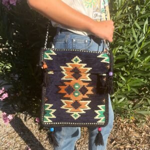 Bandolera Festival Kilim Azul Marino - Estilo Turco Boho - Imagen 1