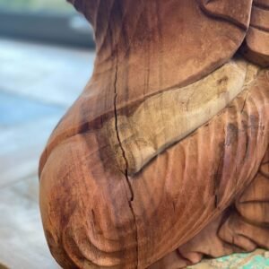 Buda de Madera Tallada a Mano Turquesa y Blanco - 40cm - Imagen 7