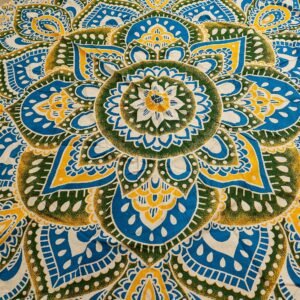 Gran Mandala Roundie de Algodón 180 cm - Amarillo y Azul - Imagen 3