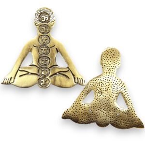 Porta Incienso Yoga Siete Chakras Aluminio Dorado 12x12cm - Imagen 2