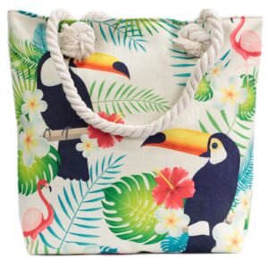 Bolso Shopper Tropical Tucán con Asas de Cuerda