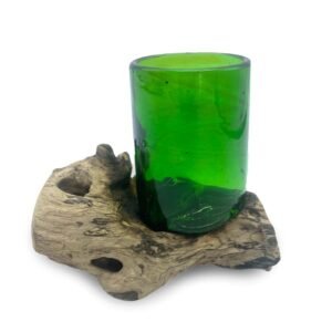 Vaso de Whisky de Vidrio Reciclado y Hoja de Coco - 18cm - Imagen 3