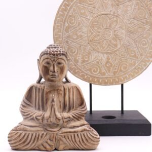 Set Buda y Mandala de Madera Natural con Portavelas 45cm - Imagen 5