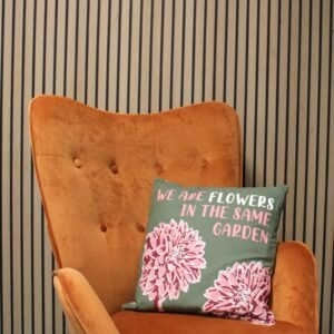 Funda de Cojín Algodón Somos Flores 45x45 - Rosa y Oliva - Imagen 7