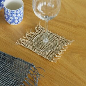 Set 4 Posavasos Naturales con Flecos - Color Natural - Imagen 1