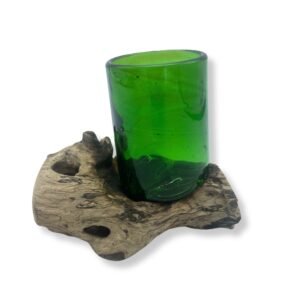 Vaso de Whisky de Vidrio Reciclado y Hoja de Coco - 18cm - Imagen 2