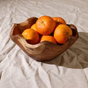 Frutero Mediano de Teca Lisa Ovalado - Madera Artesanal - Imagen 2