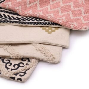 Funda de Cojín Algodón Zig-Zag 40x40 - Rosa Salmón y Crudo - Imagen 1