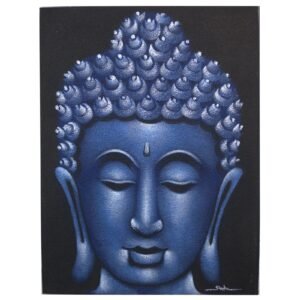 Cuadro de Buda Azul Índigo con Textura de Arena - 80x60cm - Imagen 5