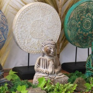 Set Buda y Mandala de Madera Natural con Portavelas 45cm - Imagen 2
