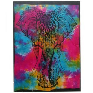 Tapiz elefante pintado a mano de algodón 78x112 cm