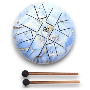 Tambor Hapi Cielo Azul OM y Oro - Tongue Drum 18cm - Imagen 3