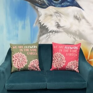 Funda de Cojín Algodón Somos Flores 45x45 - Rosa y Oliva - Imagen 10