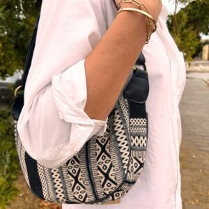 Bolso Hobo Jacquard Gris Metro - Estilo Urbano y Moderno - Imagen 1