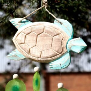 Talla de Tortuga Aqua y Gotas - Decoración Colgante 40cm - Imagen 4