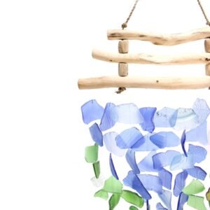 Carillón Vidrio Reciclado Azul y Verde | Madera Natural - Imagen 4