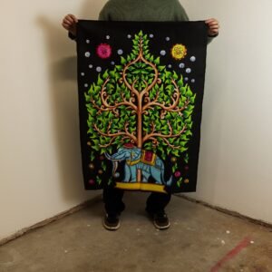 Tapiz de Algodón Árbol de la Vida y Elefante (70x110 cm) - Imagen 2