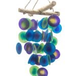 Carillón de Madera en Cruz | Verde y Morado | Artesanal
